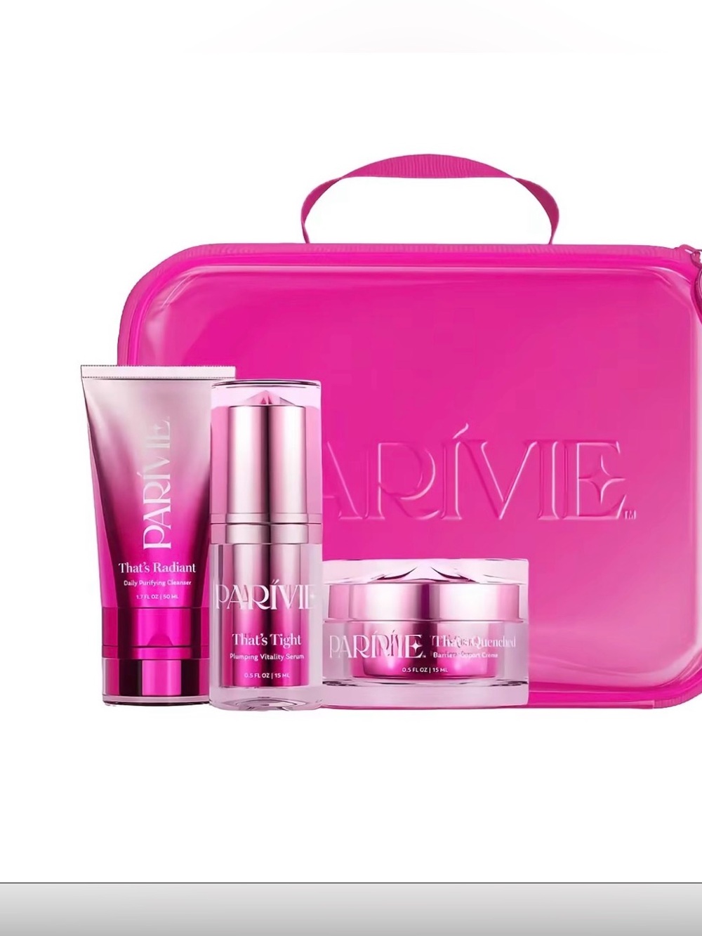 Parívie Am+Pm  Routine Cleanser Lifting Serum & Barrier Cream + Bag Skincare